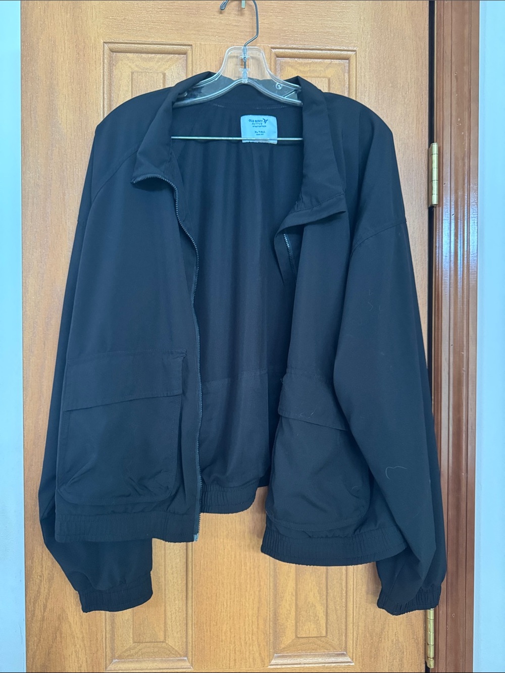 Old Navy Active Stretch Tech Quick Dry Black Men's Zip-Up Bomber Jacket XL Tall